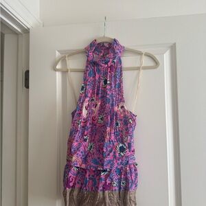 Plenty by Tracy Reese Pink and Brown Floral Halter Top